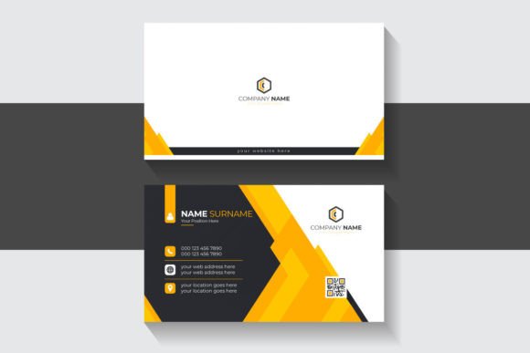 Abstract Elegant Modern Business Card: A Dark Black and Yellow Design for Impactful Branding