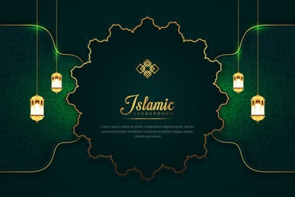 Dark Green Islamic Greeting Background