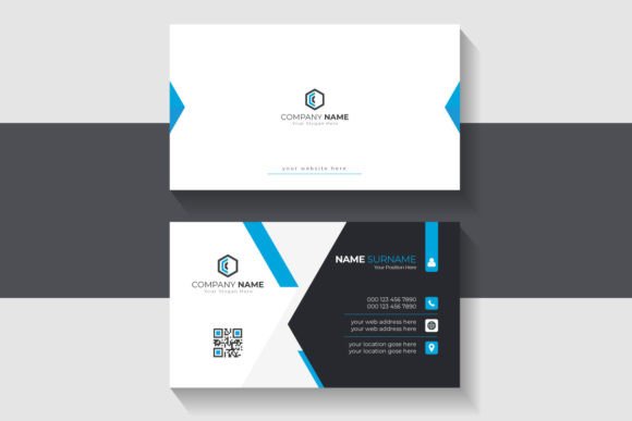 Elegant Business Card Template: Modern Blue & Dark Design