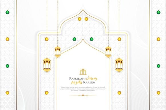 Elegant Ramadan Kareem Design with White and Gold Accents