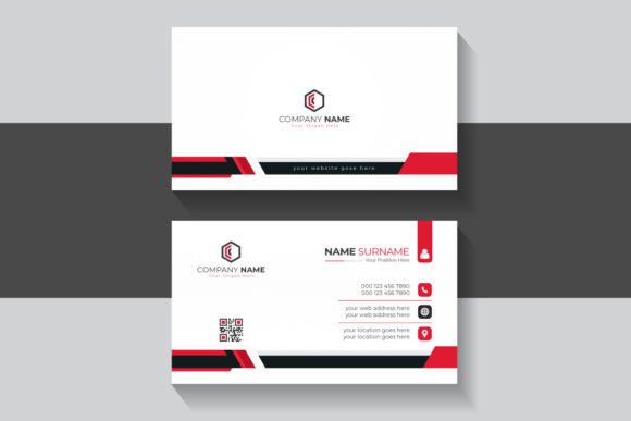 Simple Modern Business Card Template: Black and Red Design